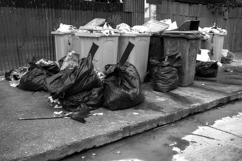 Demolition site with waste materials in Canary Wharf