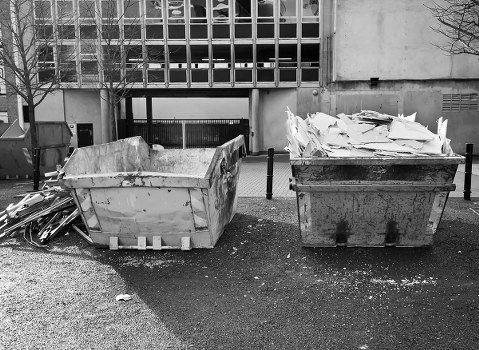 Construction site with waste removal services in Canary Wharf