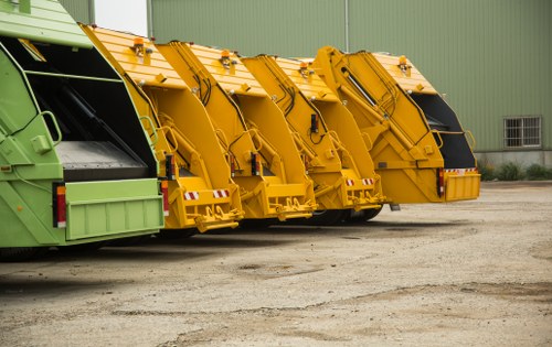 Operatives wearing PPE preparing a skip